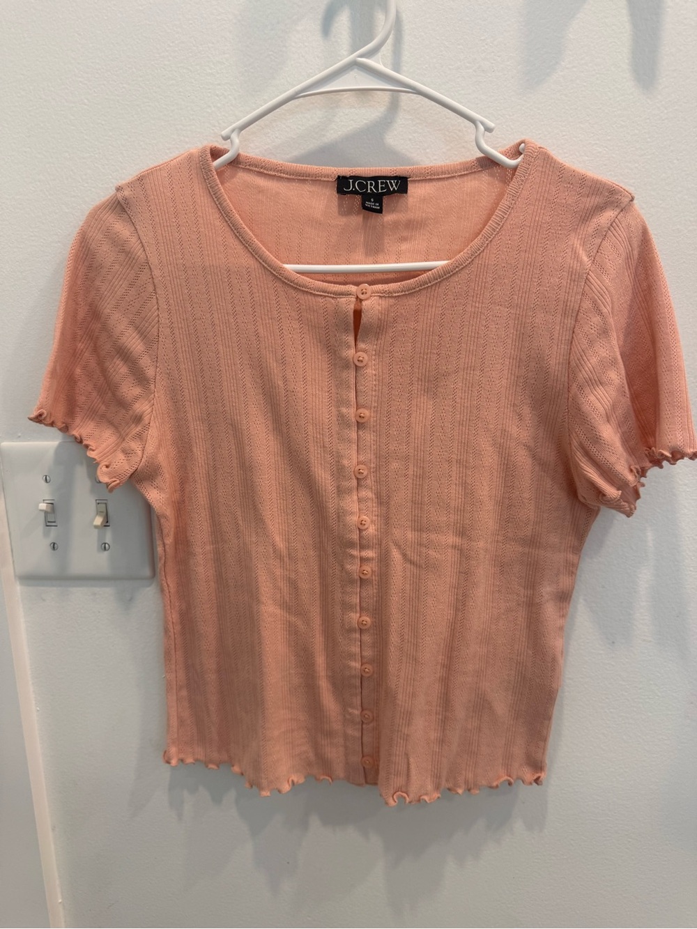 J. Crew Ribbed Button-Front Short Sleeve Top